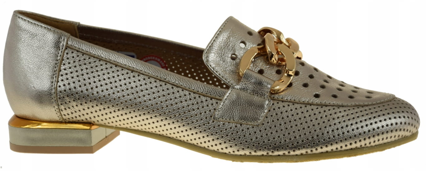 Dámské Mokasíny Na Nízkém Podpatku Zlaté 974 VEL.37