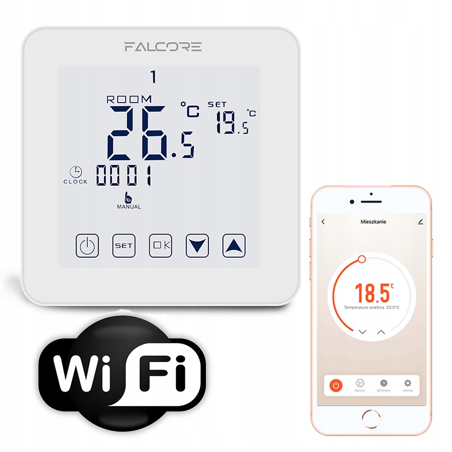 Pokojový termostat, pokojový regulátor, regulátor Falcore PT-503B WiFi