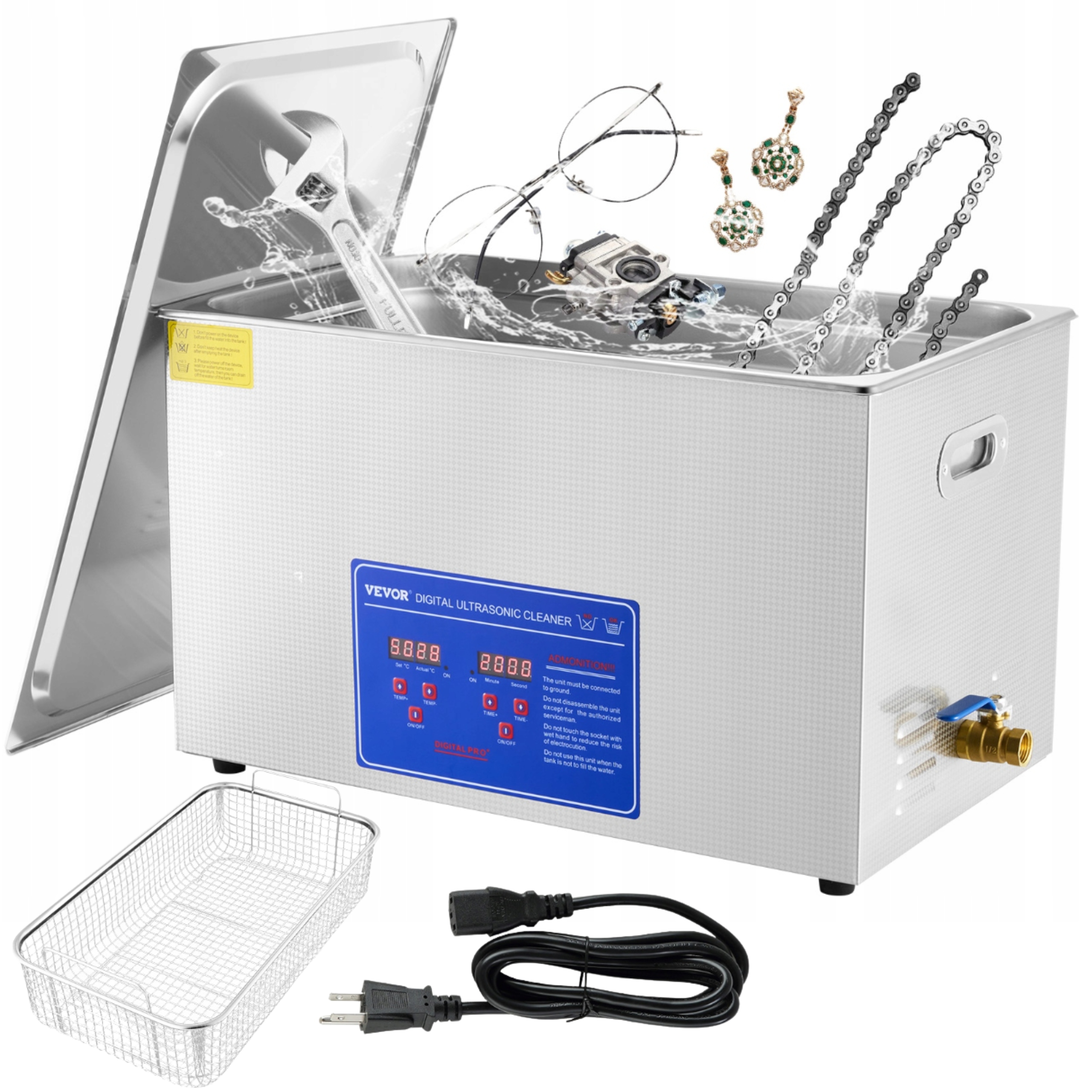 Ultrazvuková Myčka Digitální Sterilizátor Na Mytí Šperků, Časovač 30 L