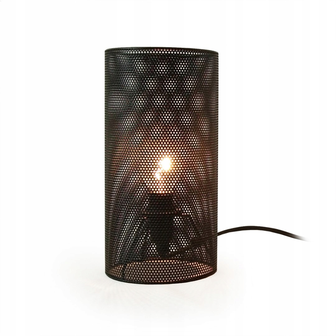 

Lampka Nocna Biurkowa Stołowa Czarna Lampa E14