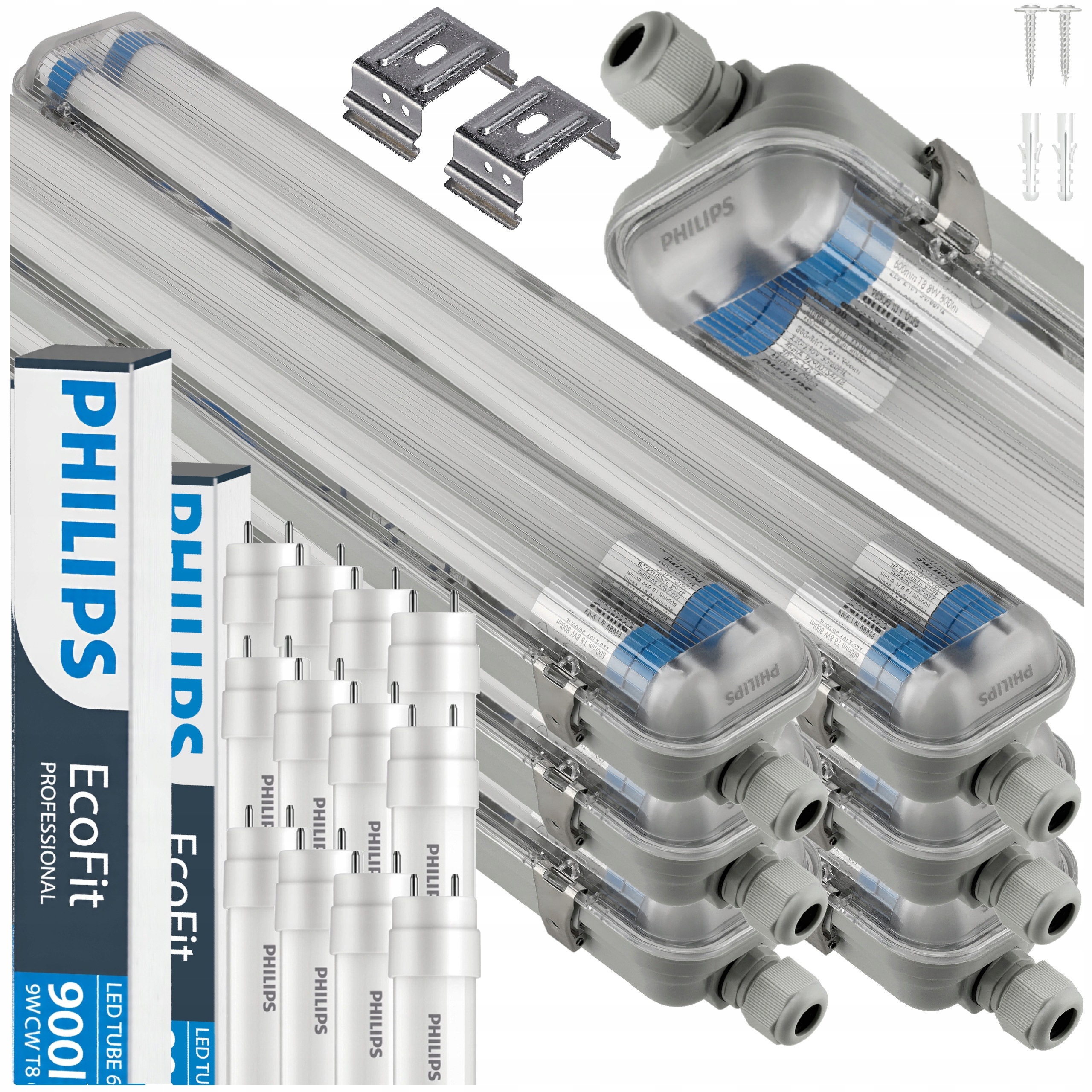Hermetické Led svietidlo Philips 2x60 cm Lampa do garáže 18W 6500K Sada 6x