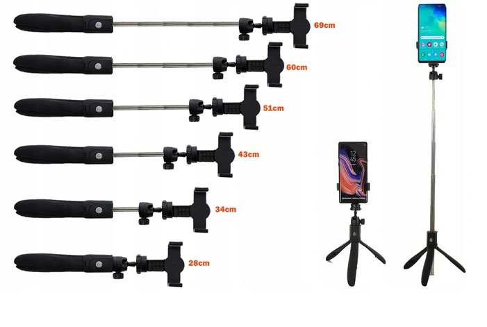 KIJ SELFIE DO ROBIENIA ZDJEĆ BLUETOOTH do SAMSUNG A52 /A53 /A54 S23 / S24 Długość minimalna 28 cm