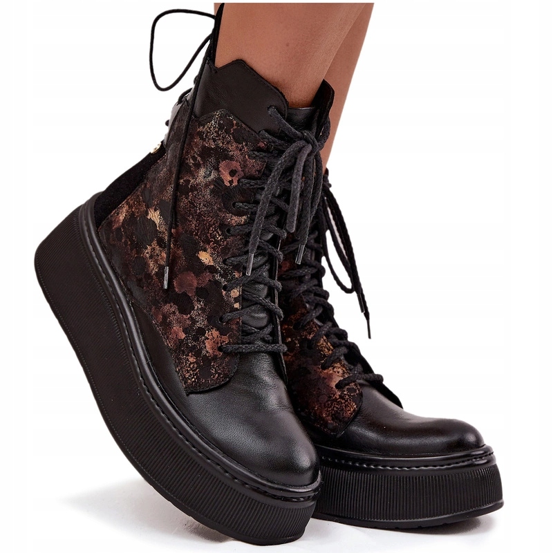 Dámské Kotníkové Boty Z Přírodní Kůže Platforma Maciejka 07086-01 Černé 38