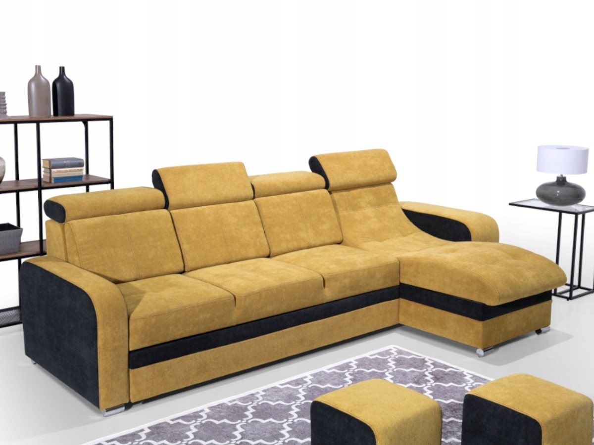 Rohová Sedací Souprava L 315×169 Opěrky hlavy Lehátko Funkce 2 Pufy Kongo RBN10