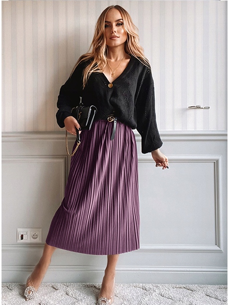 Zjawiskowa kobieca plisowana SPÓDNICA MIDI Wzór dominujący bez wzoru