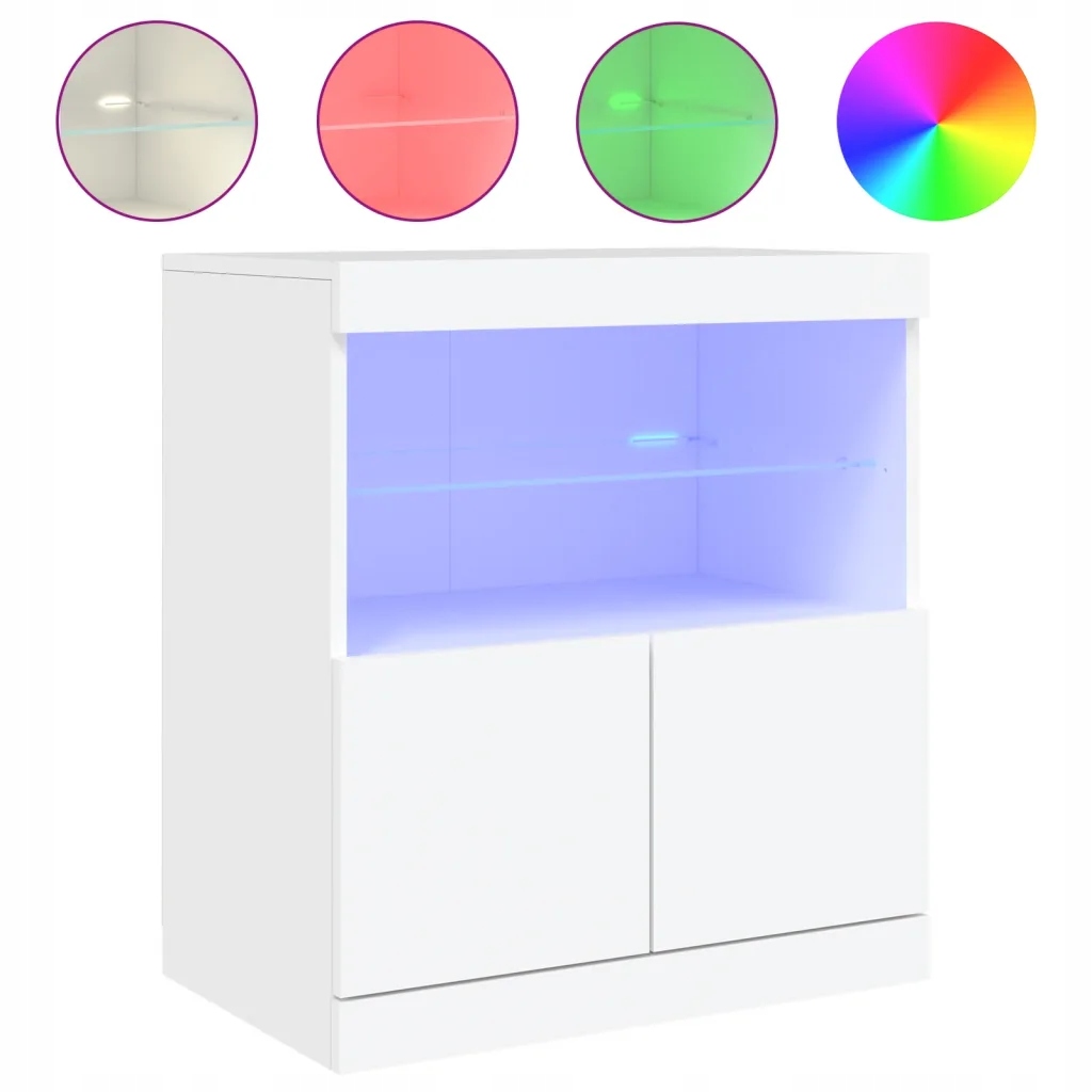 Komoda s Rgb Led osvětlením, bílá, 60 x 37 x 67 cm, materiál na bázi dřeva