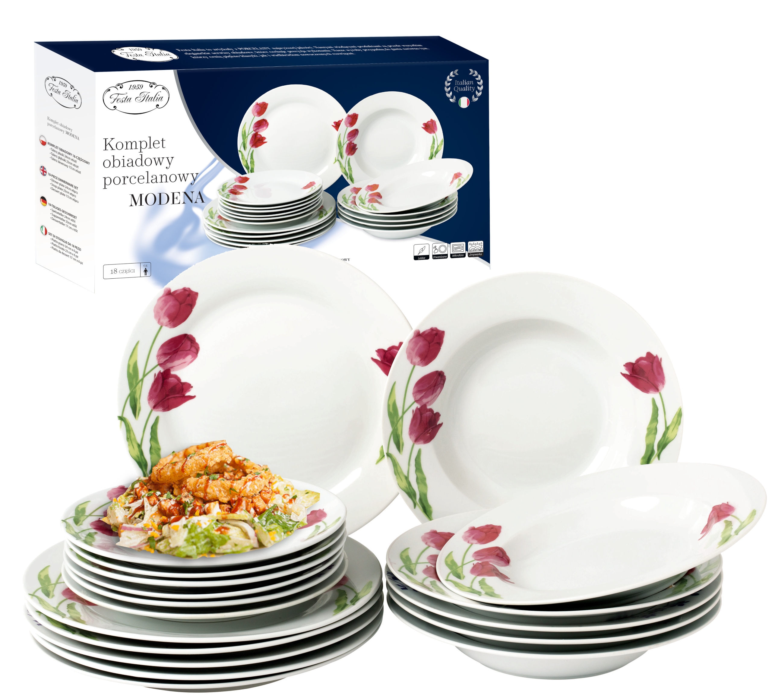 

Serwis talerzy zestaw komplet Obiadowy 18el opal