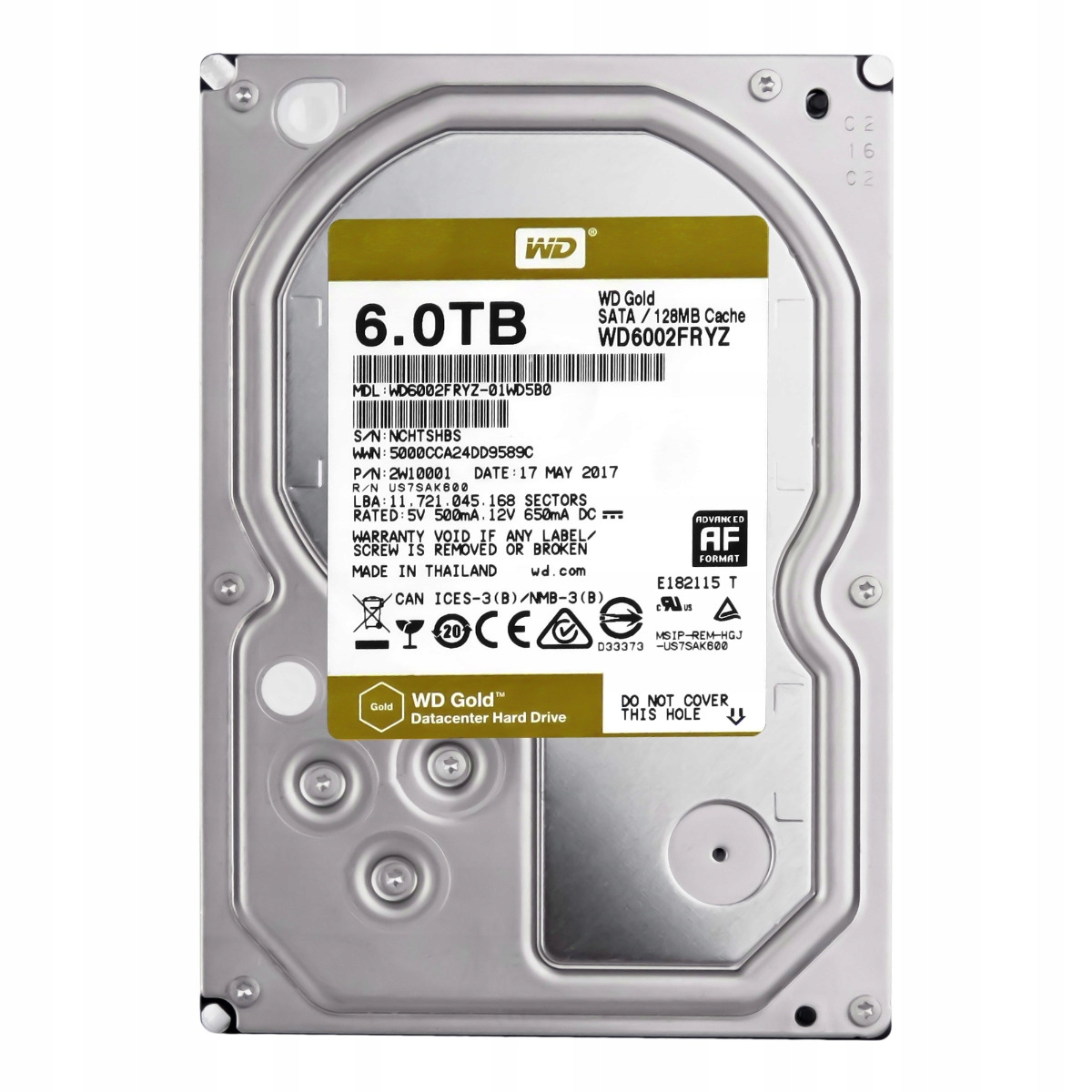 Wd Gold 6TB 7.2K 128MB Sata III 3.5'' WD6002FRYZ