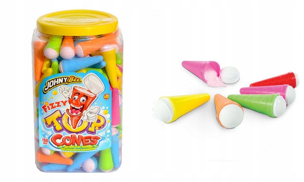 Levně Fizzy Top Cones lízátko zmrzlinka s práškem 150 ks