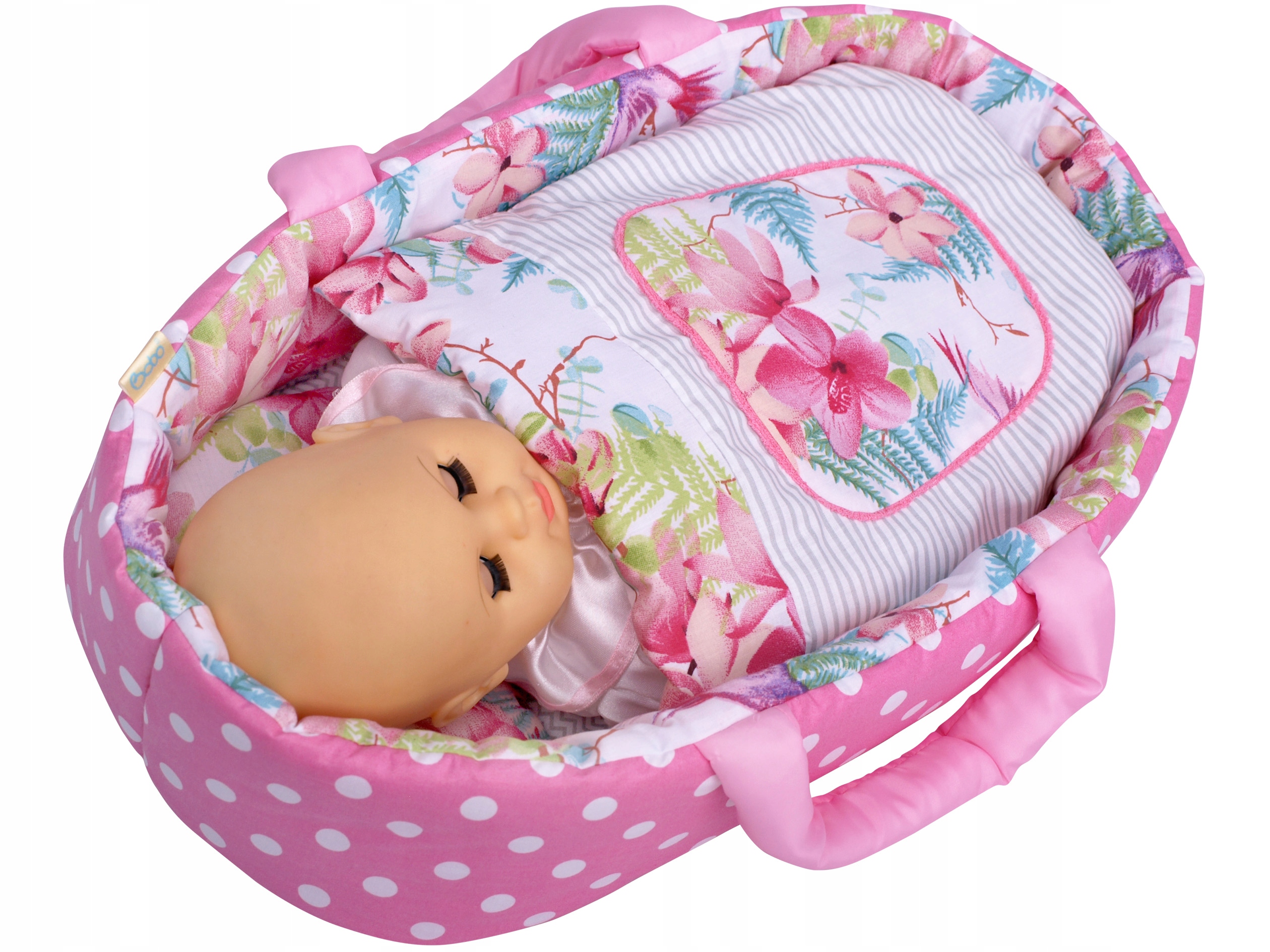 

Nosidełko 45cm nosidło dla lalki Różowe Kwiaty