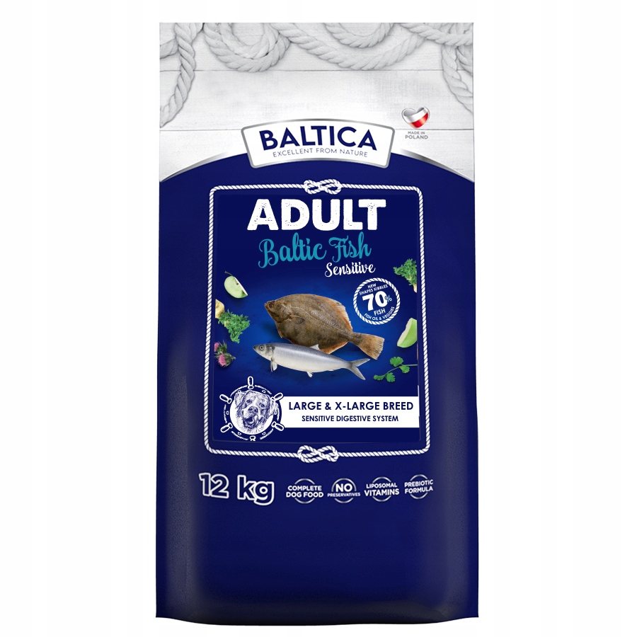 Levně Baltica Adult Sensitive L/XL 12 kg Hypoalergenní suché Krmivo s rybou pro psa