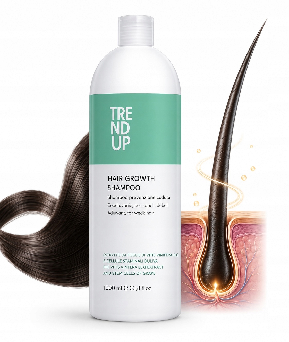 up hair growth szampon do włosów na objętość gęstość z Pompką