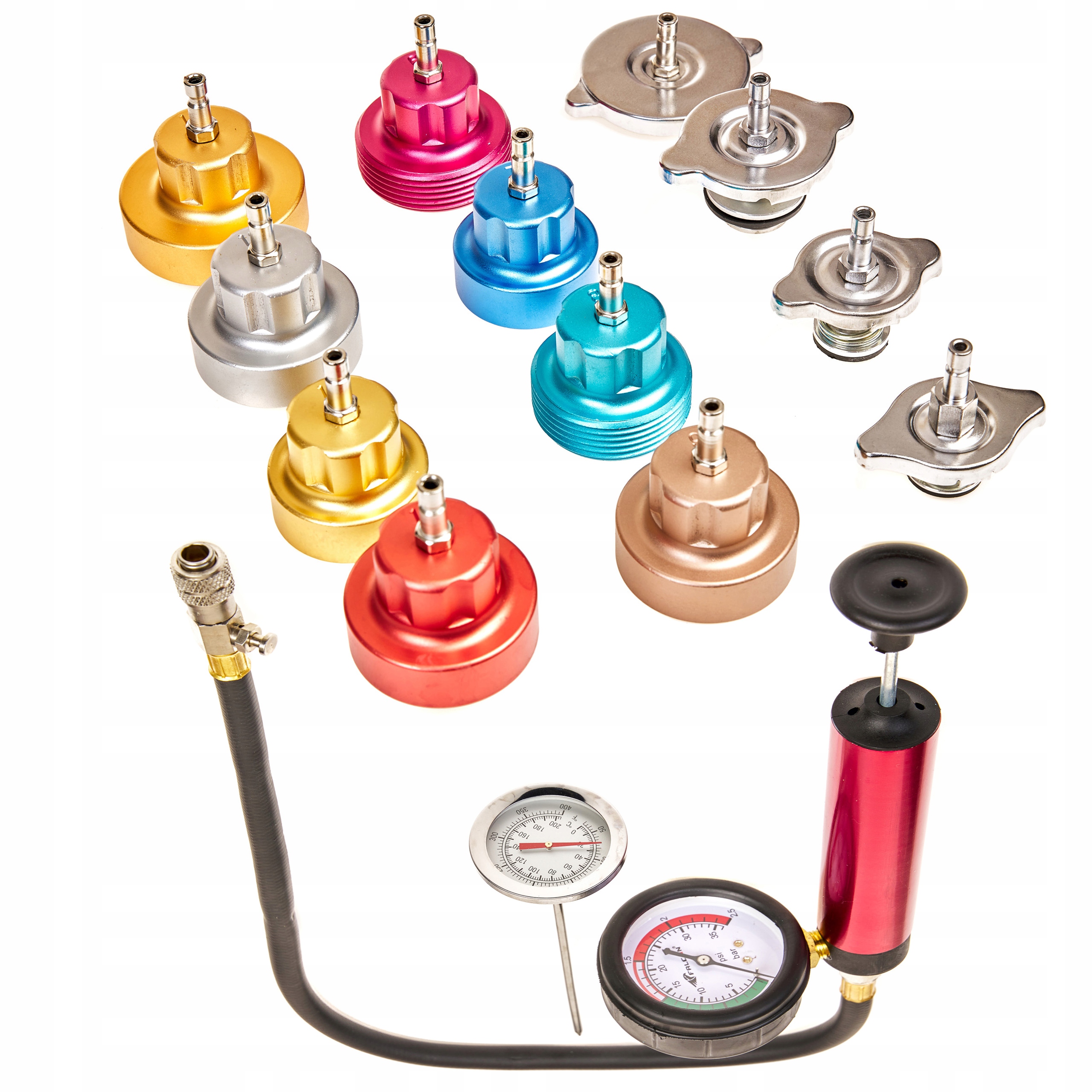 TESTER SZCZELNOŚCI UKŁADU CHŁODZENIA DO KONTROLI UKŁADU CHŁODZENIA ADAPTERY Marka Falcon