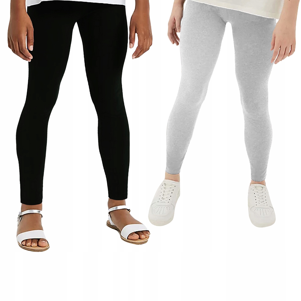 

2-PAK Legginsy Getry gładkie czarne szare 116