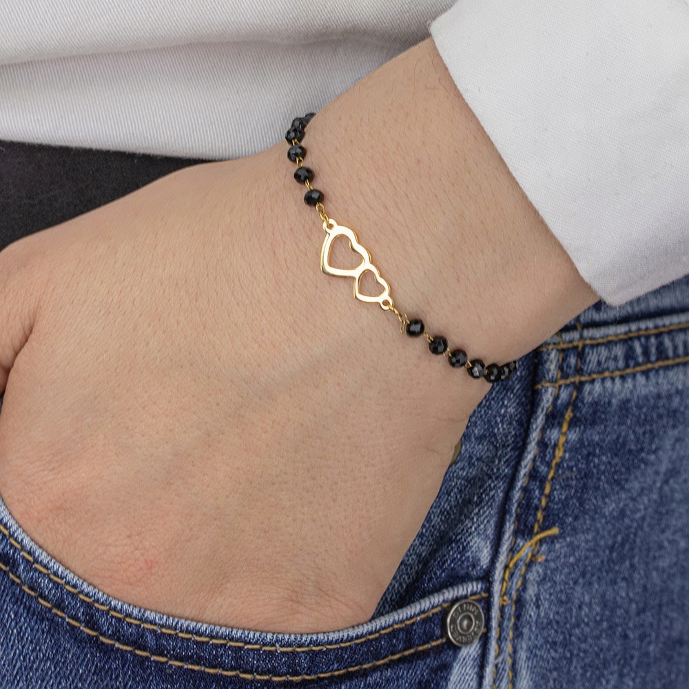 

Bransoletka serca Stal Szlachetna Pozłacana