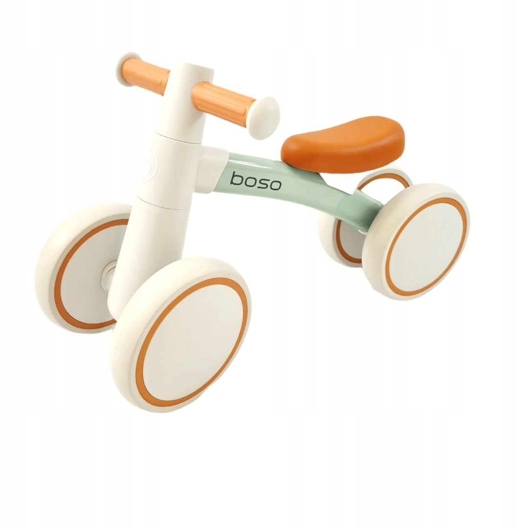 Rowerek biegowy na roczek Premium Mila szary zielony z brązowym siodełkiem