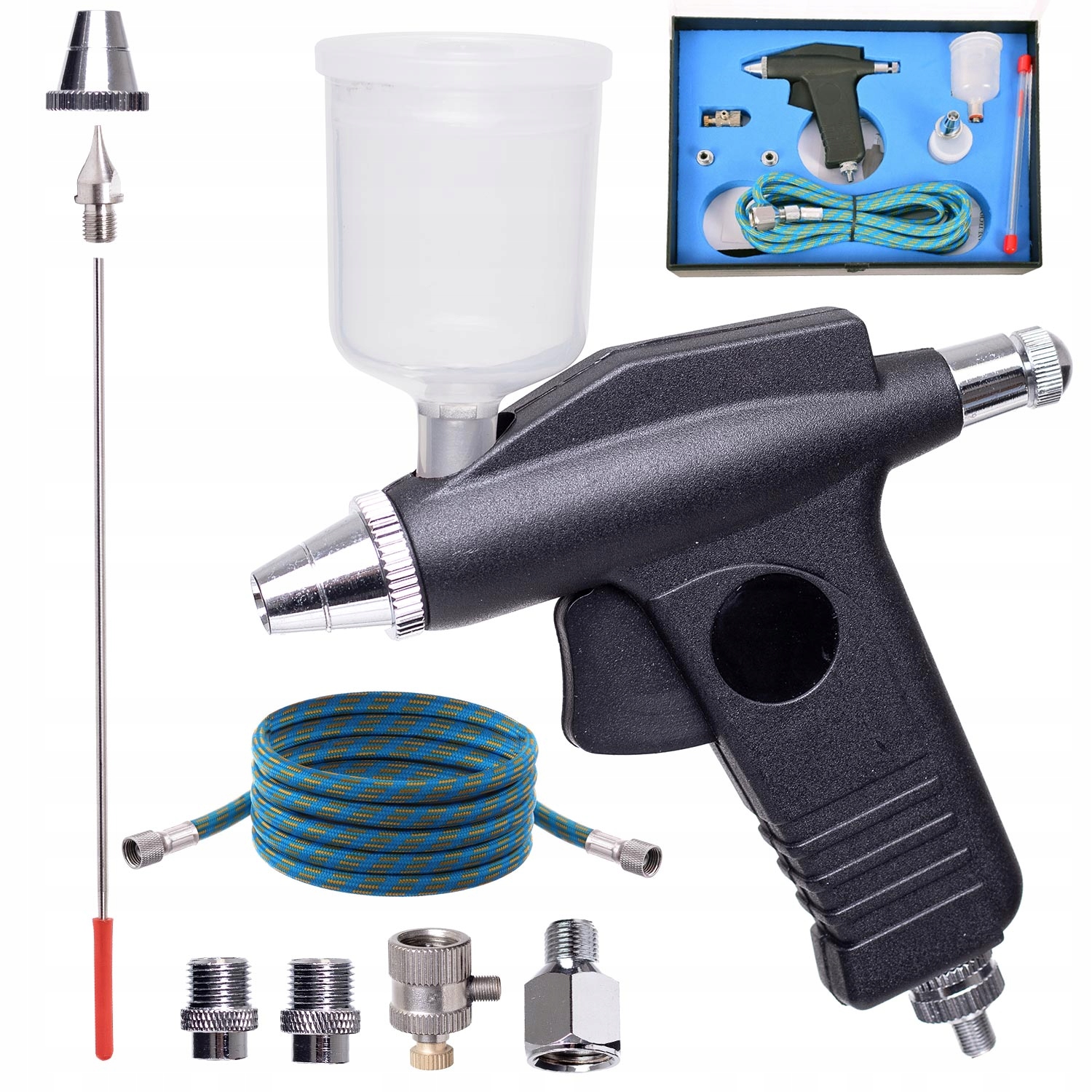 Pistolový Airbrush S Tryskami 0,3/0,5 MM A Zásobníkem 20 CM3