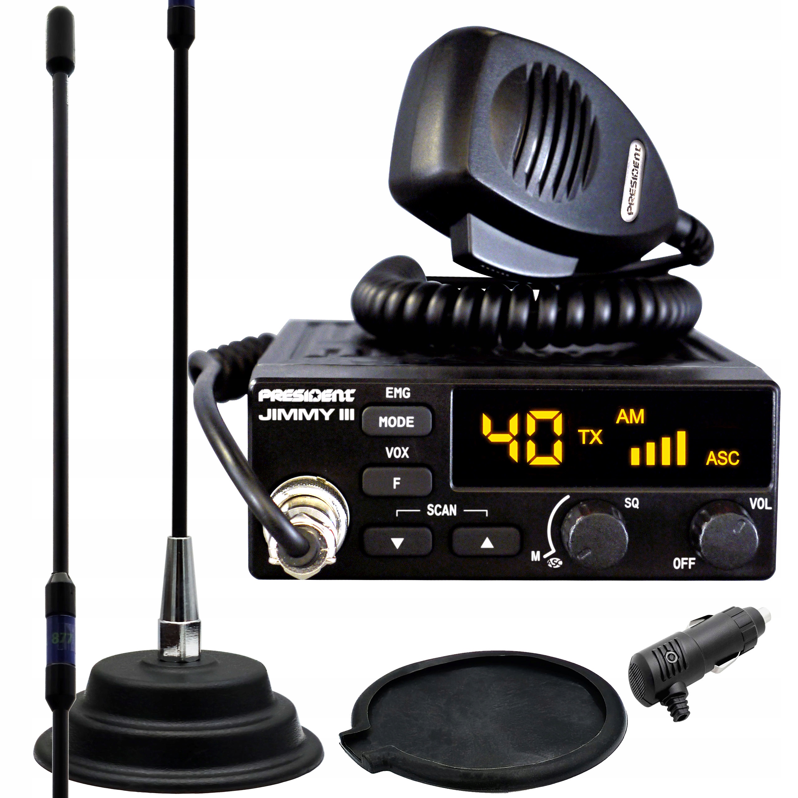 Cb sada President Jimmy III Asc anténa 45 cm Florida štíhlá, diskrétní