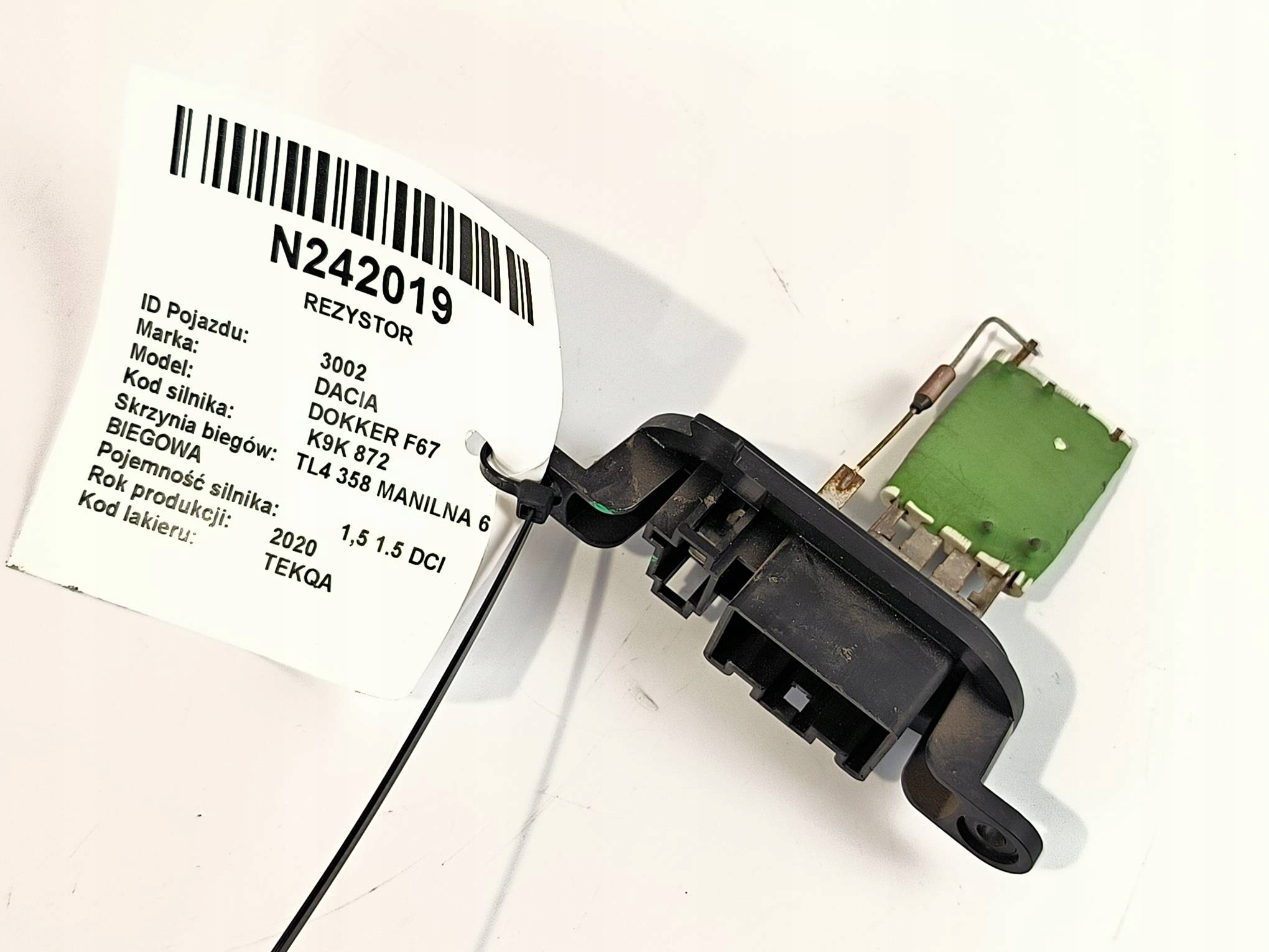 resistor, rheostat, regulator DACIA DOKKER F67