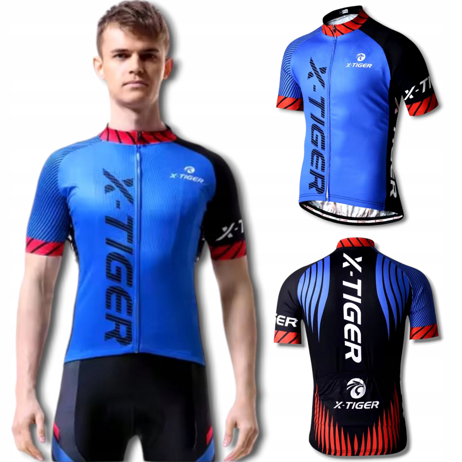 Bluzka Koszulka Rowerowa Sportowa Męska Krótki Rękaw 3 Kieszenie Uv X-tiger