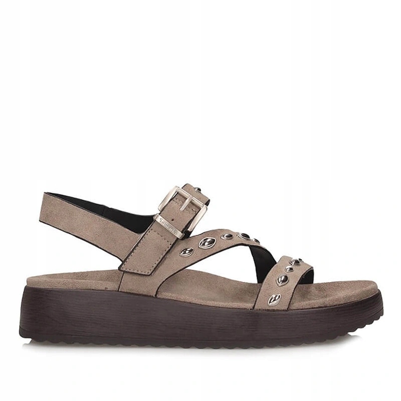 Dámské sandály Tamaris 1-28421-46-341 Taupe béžové se zapínáním na platformě
