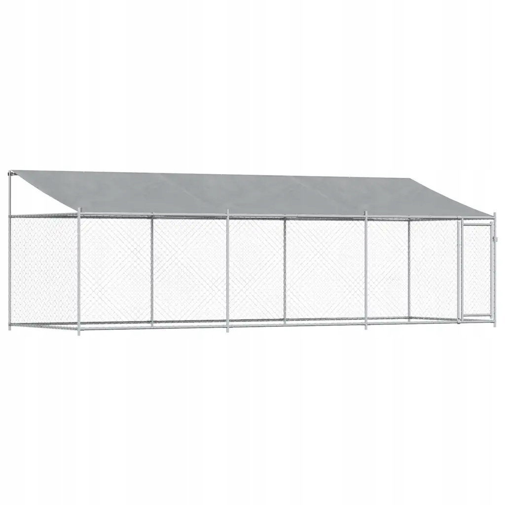 Levně Klec pro psa 6 x 2 x 2 m šedá ocel galvanizovaná s ventilací