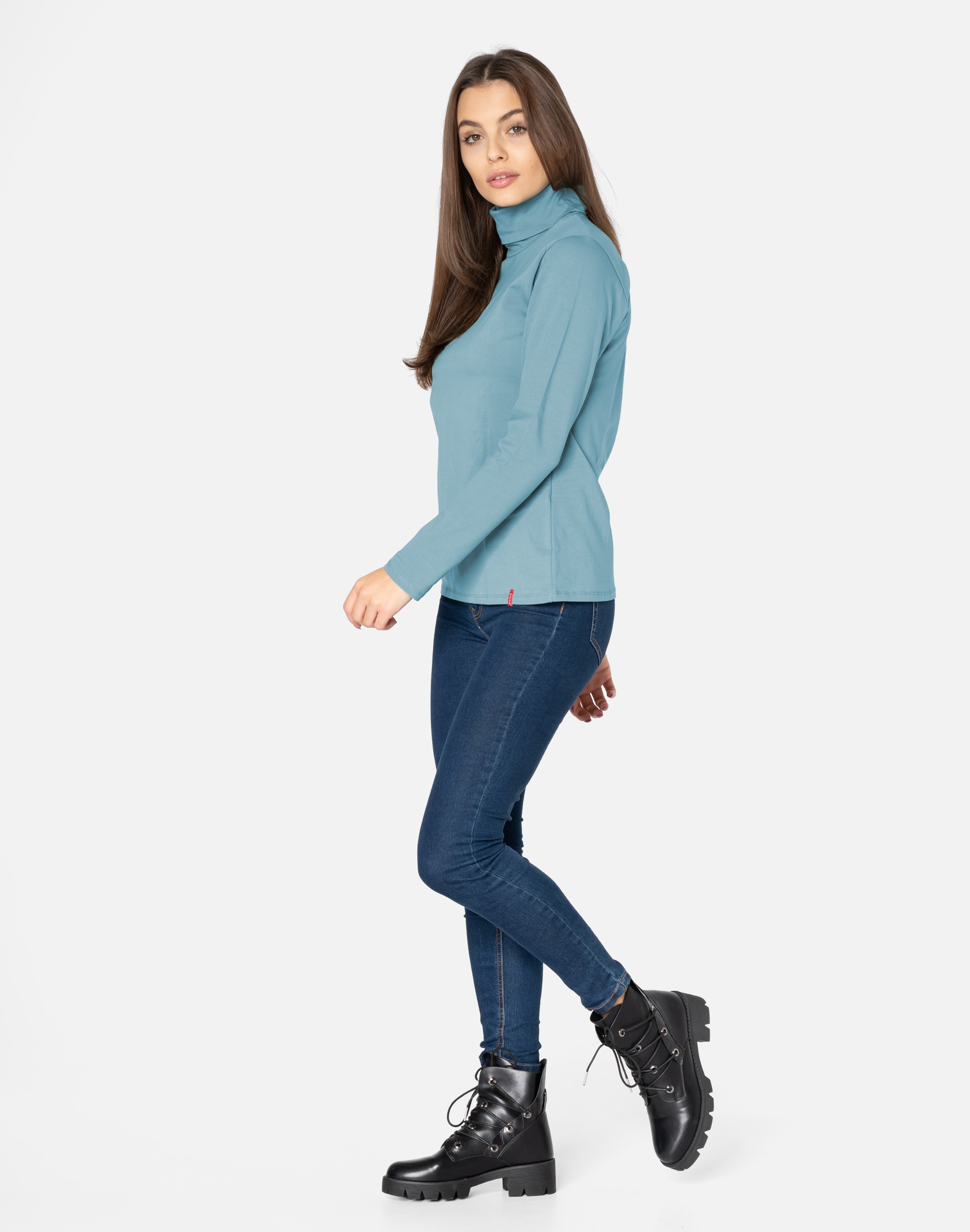 Elegancki Cienki Sweter Damski Golf Klasyczny Gładki Bawełna 8112-22 r L/XL Kolekcja Wiosna/Jesień/Zima