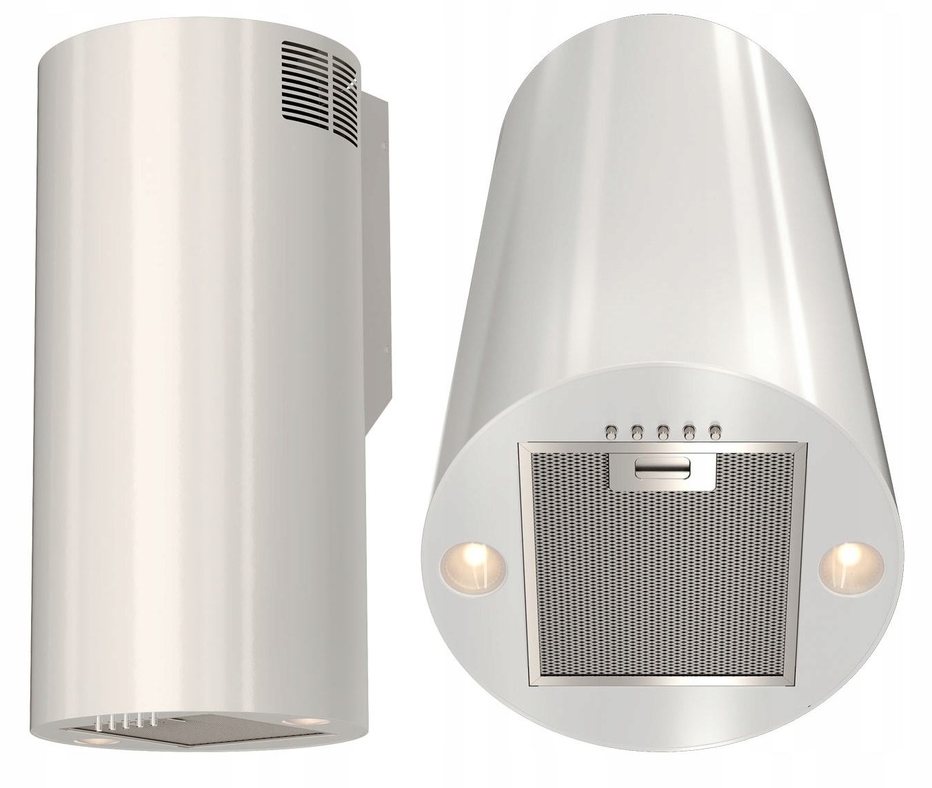 Okap nowoczesny kuchenny przyścienny Tuba cylinder Maan Biały Filtr +led