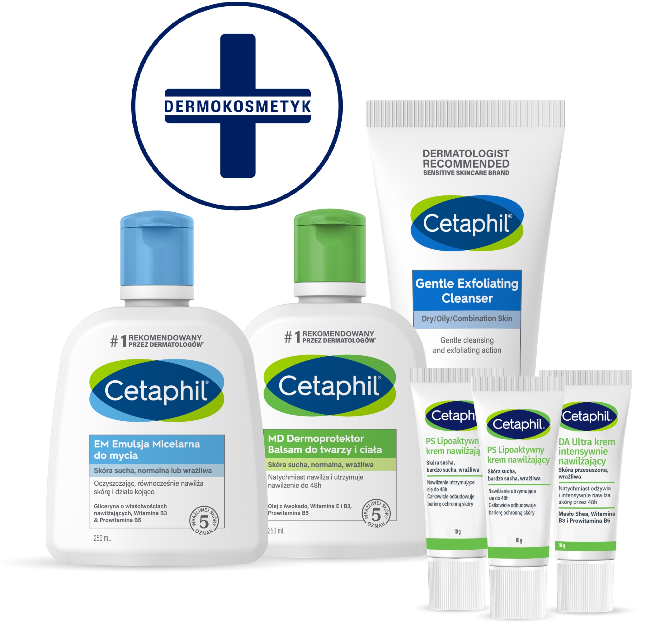 Zestaw Cetaphil Em Emulsja 250, Żel, MD Balsam 250 mini Ps Da