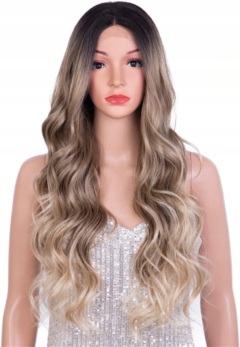 Dlouhá vlnitá paruka ombre blond lace front