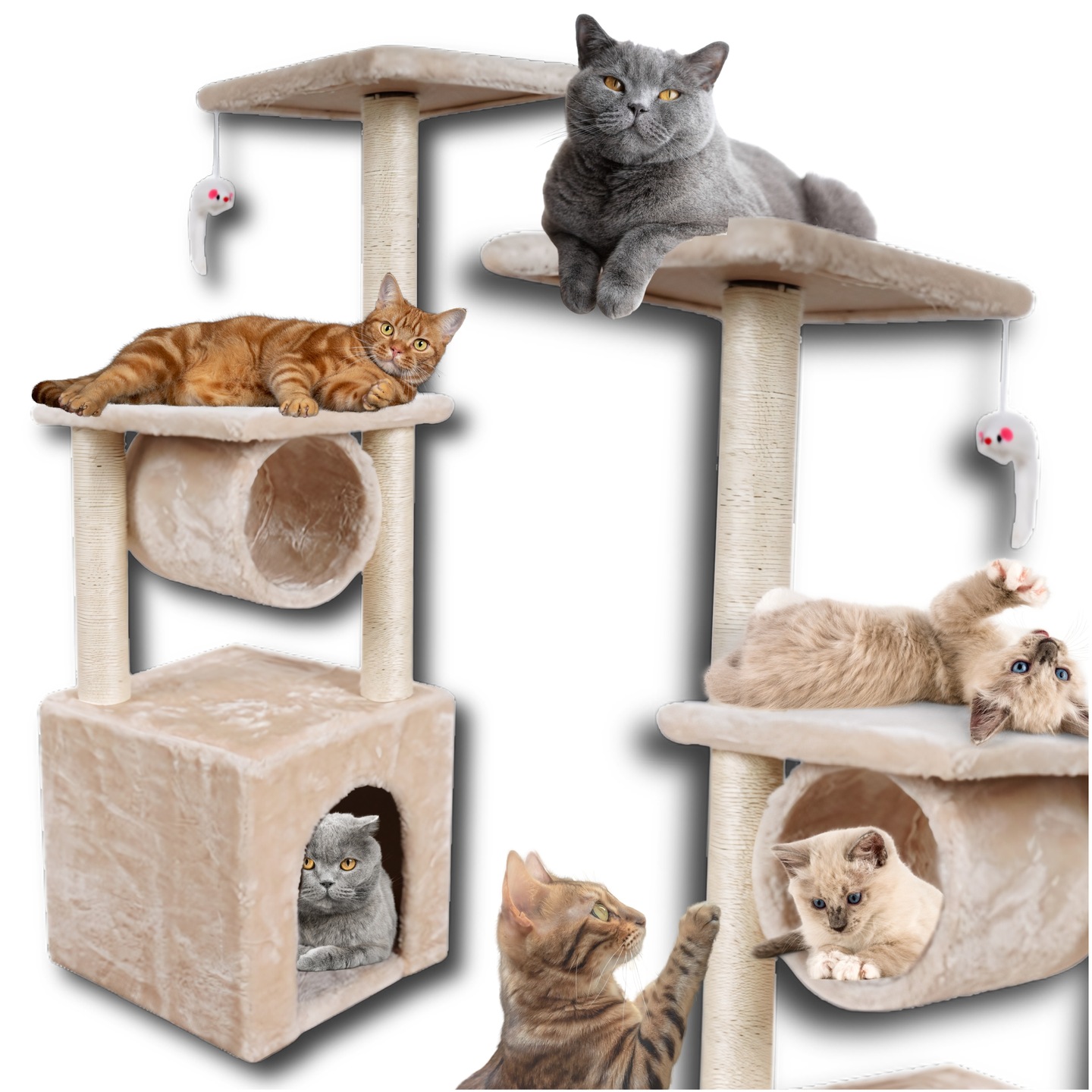 Škrabadlo pro kočky velké vysoké sloup domeček strom věž budka pelíšek myš