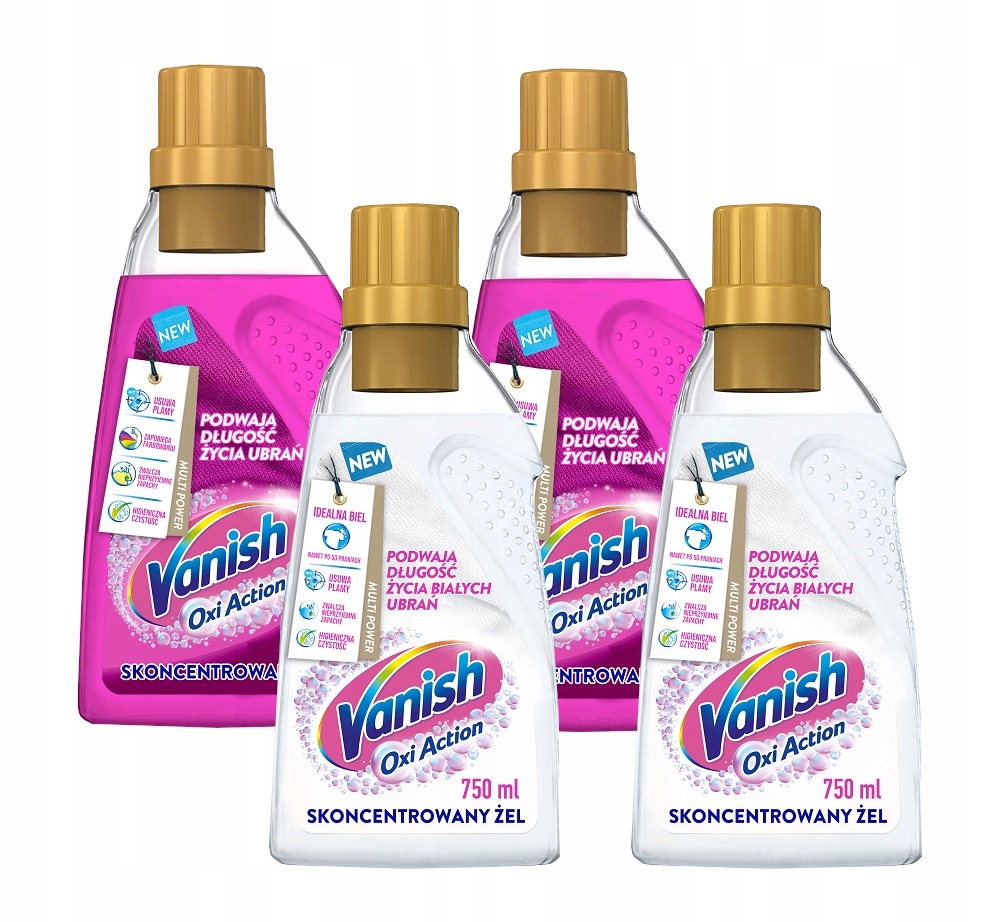 Levně Vanish Oxi Odstraňovač skvrn gel MIX barva bílá 750 ml x4