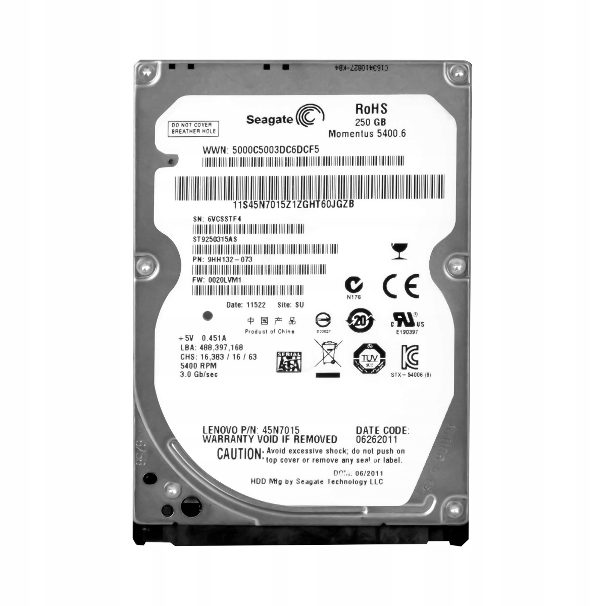 Seagate Moment 5400.6 250GB 5.4K 8MB Sata II 2.5'' ST9250315AS