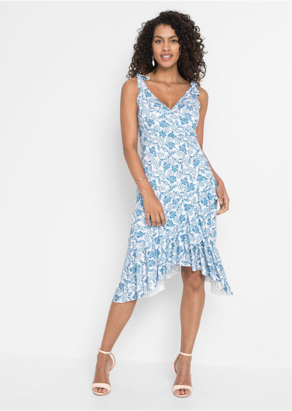 GK6001 SUKIENKA Z FALBANKAMI__44 Dekolt serek/dekolt V