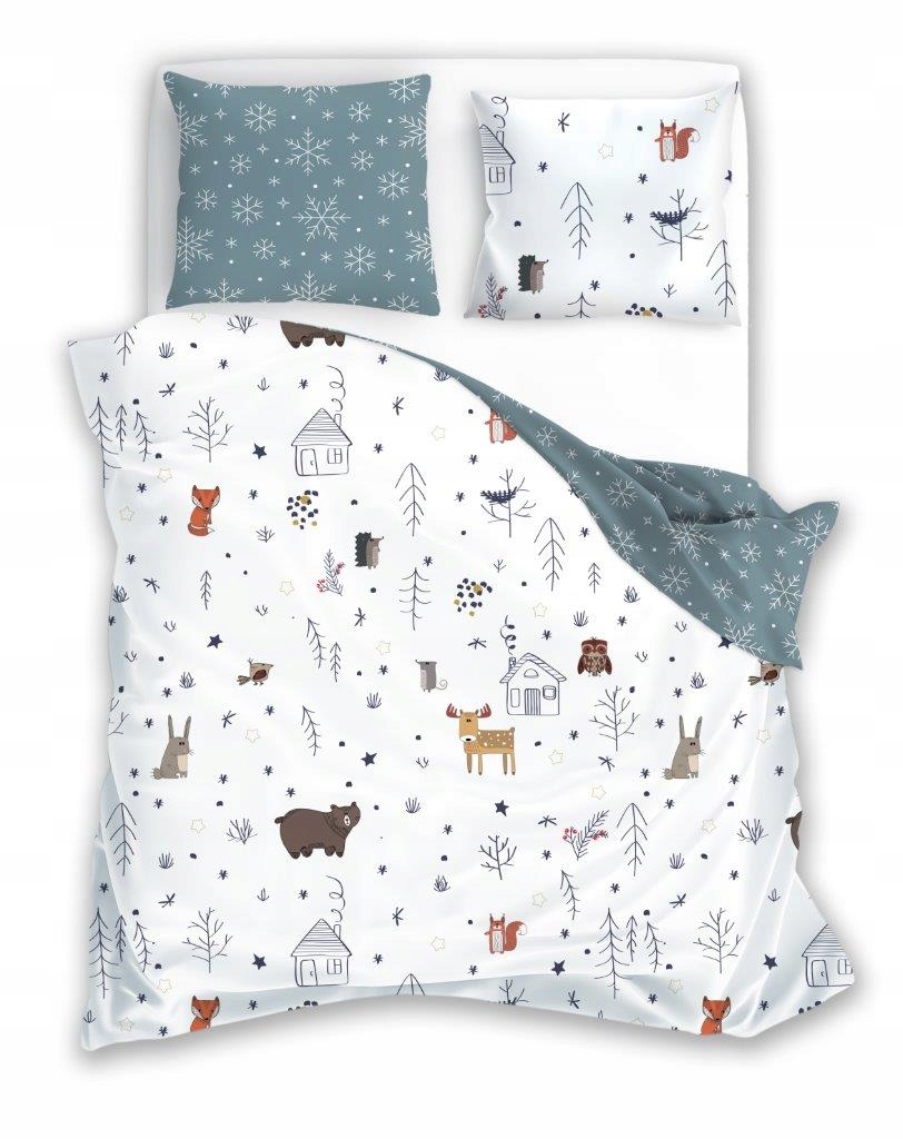 Zimná Posteľná Bielizeň Les Chatka Lesné Zvieratá 220x200