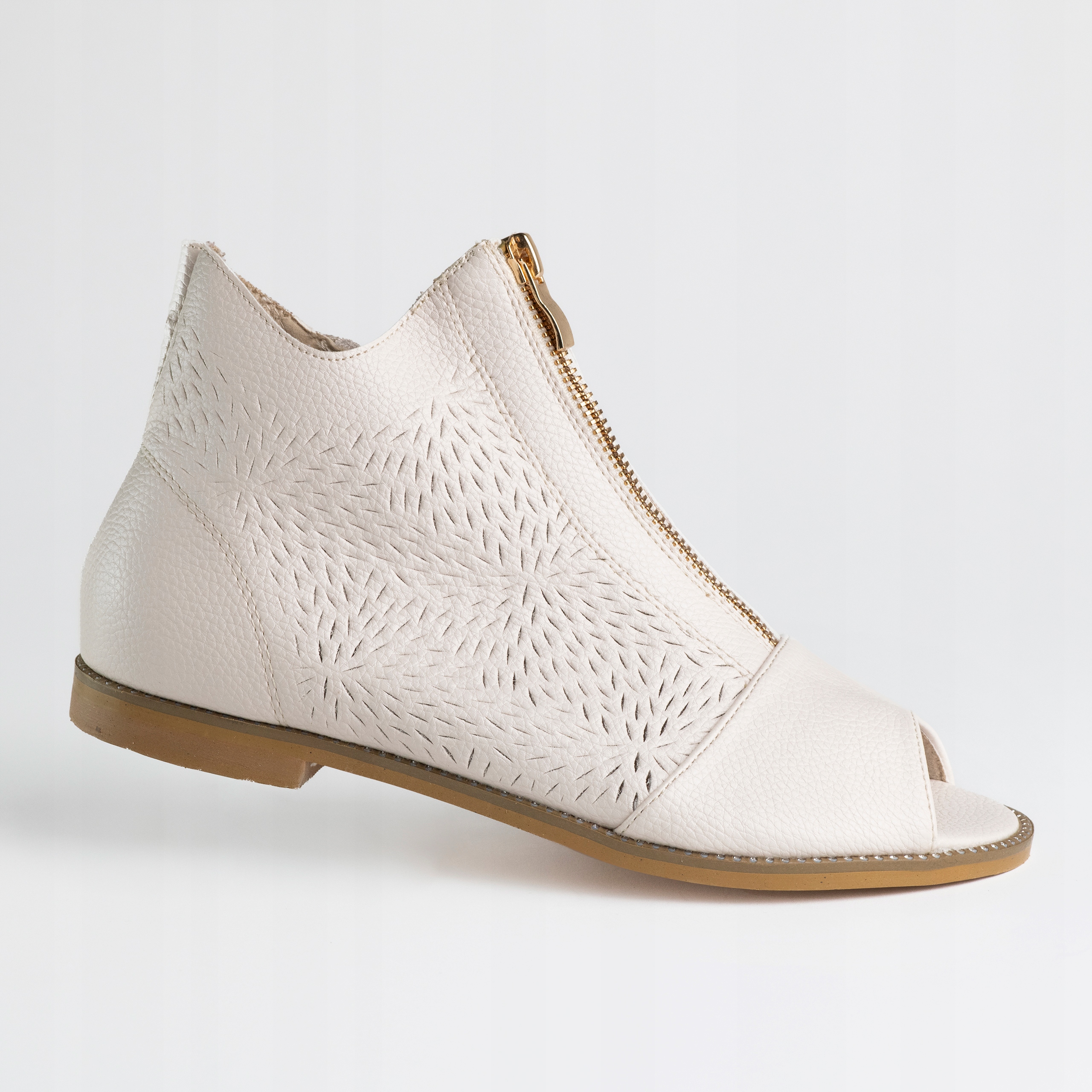 Dámské sandály z přírodní kůže Goodin GD-FL900 lehké béžové 38