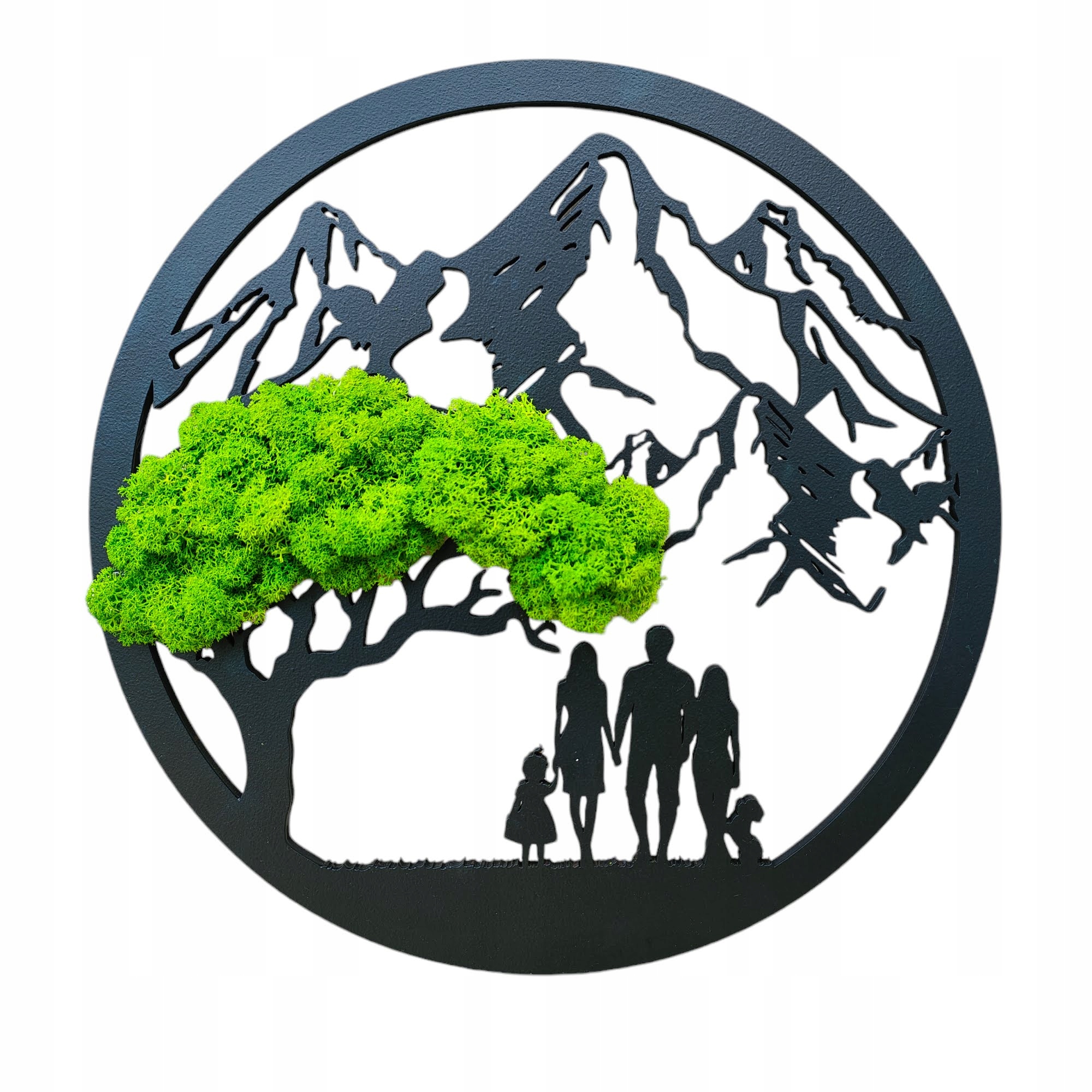 Drevo s machom a chrobotom Hora Rodina severský lišajník s rodinou 50 dekorácia