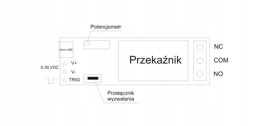 MODUŁ PRZEKAŹNIK CZASOWY 5-30V 10A Z WYZWALANIEM EAN (GTIN) 5903772303339