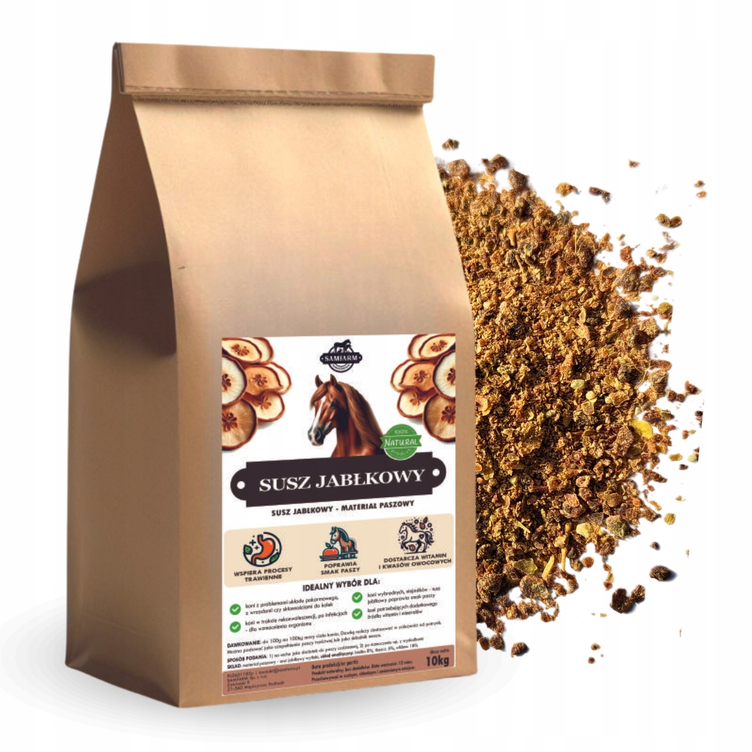 Susz jabłkowy dla koni - wytłoki jabłkowe POLSKA - do paszy 10kg SAMFARM
