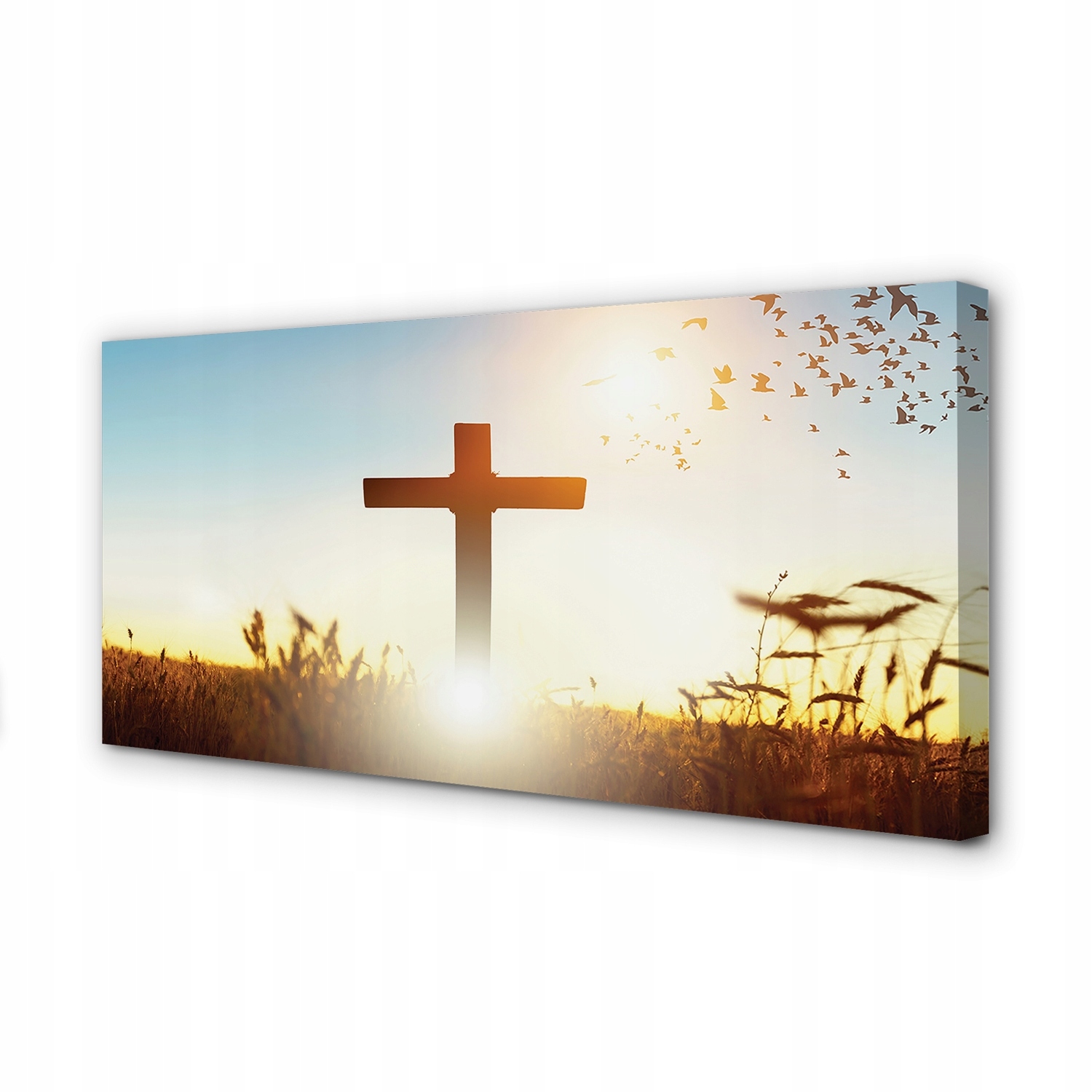 Obraz na plátně Kříž pole slunce 120x60 cm