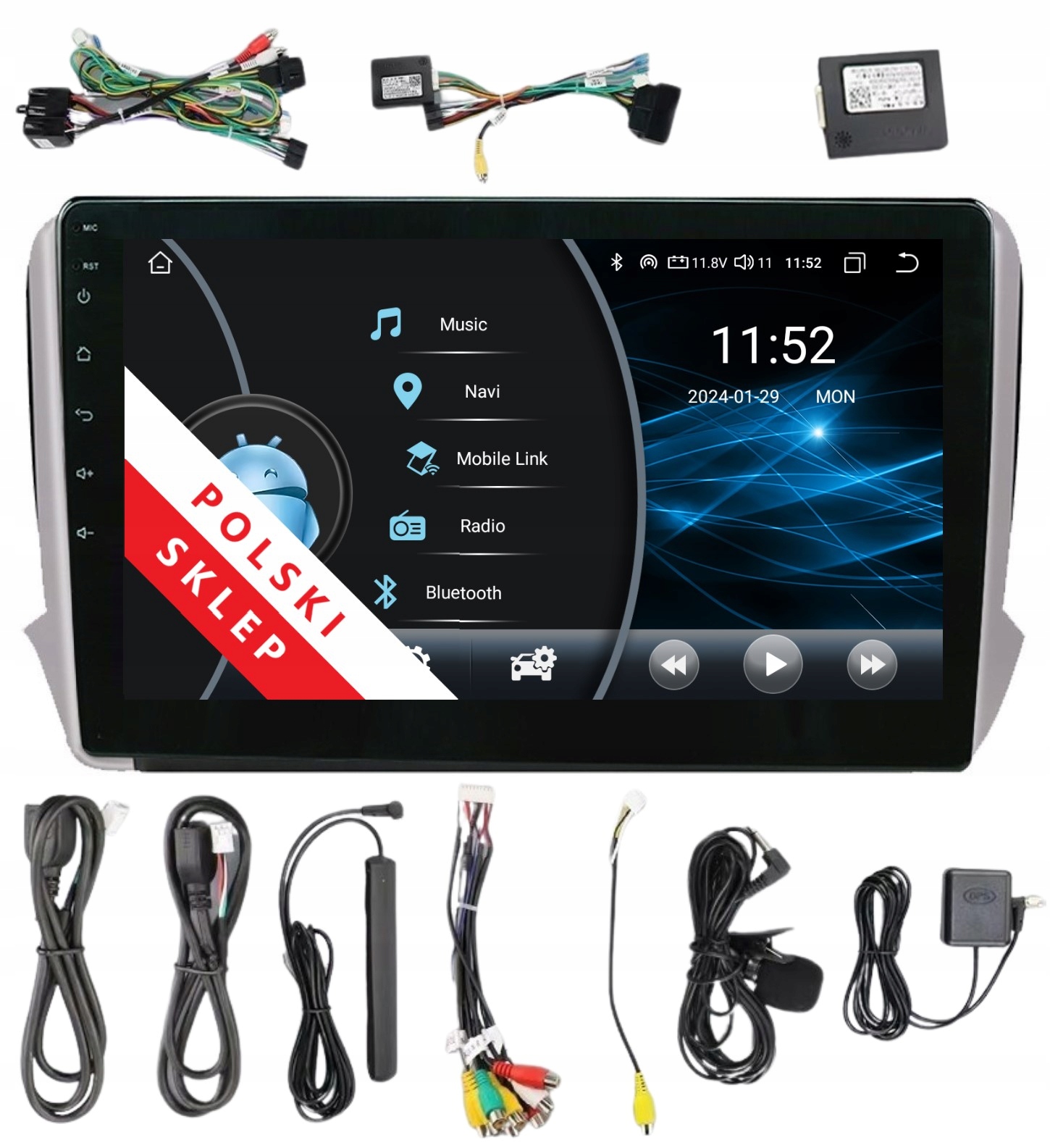 Navigace Rádio 2DIN Android Peugeot 208 2/32 Gb Dsp Carplay Lte