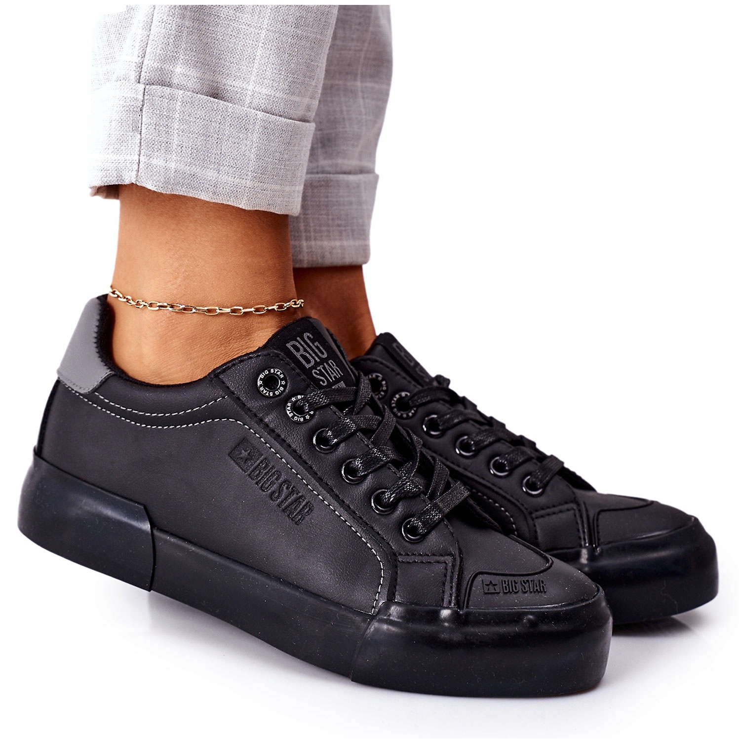 

Czarne Skóra ekologiczna Buty Big Star r.37