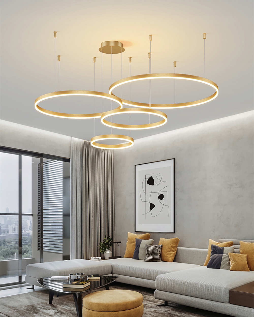 NOWOCZESNA LAMPA WISZĄCA LED 120W 80/60/40/20cm Kod producenta RLK-C04-120W-G GLAMOUR PILOT ŻYRANDOL