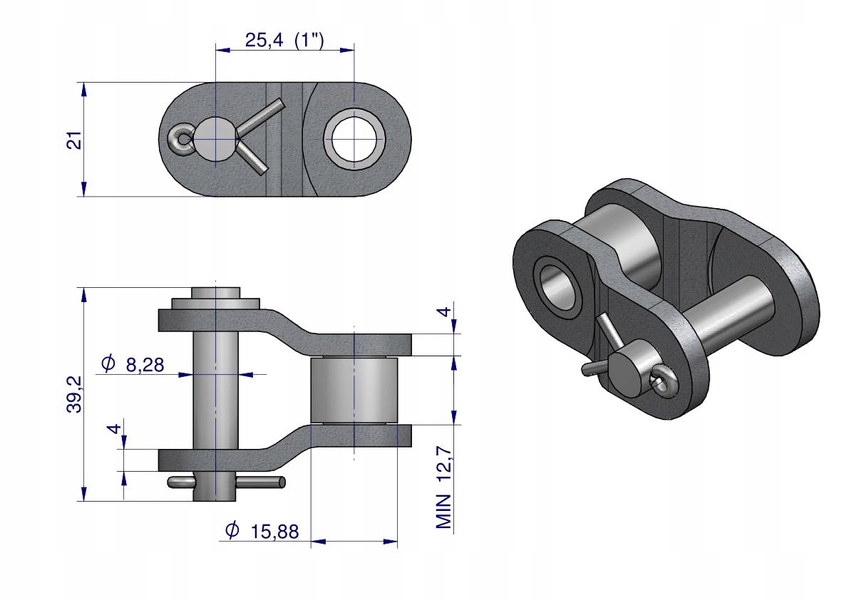 Półogniwo łańcucha 16BX-1 (R1 1) Waryński ( sprzedawane po 10 ) Producent części Agro