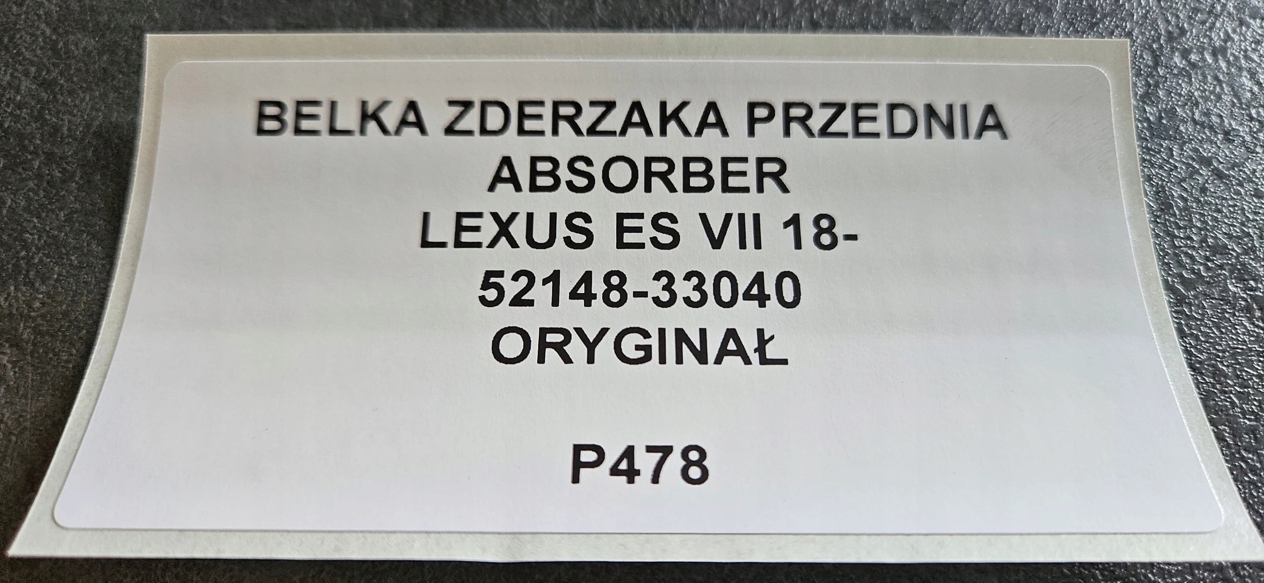 BELKA ZDERZAKA PRZÓD LEXUS ES VII 18- ORYGINAŁ Wersja Europejska