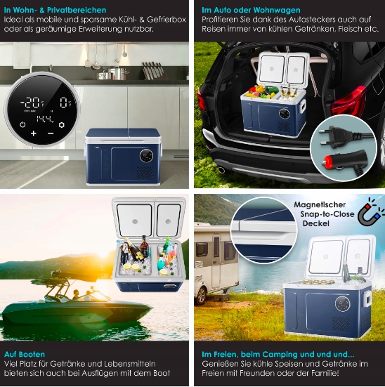 LODÓWKA KOMPRESOROWA KESSER DWIE STREFY PRZENOŚNA AKUMULATOR 40L Zasilanie gniazdo zapalniczki samochodowej sieciowe