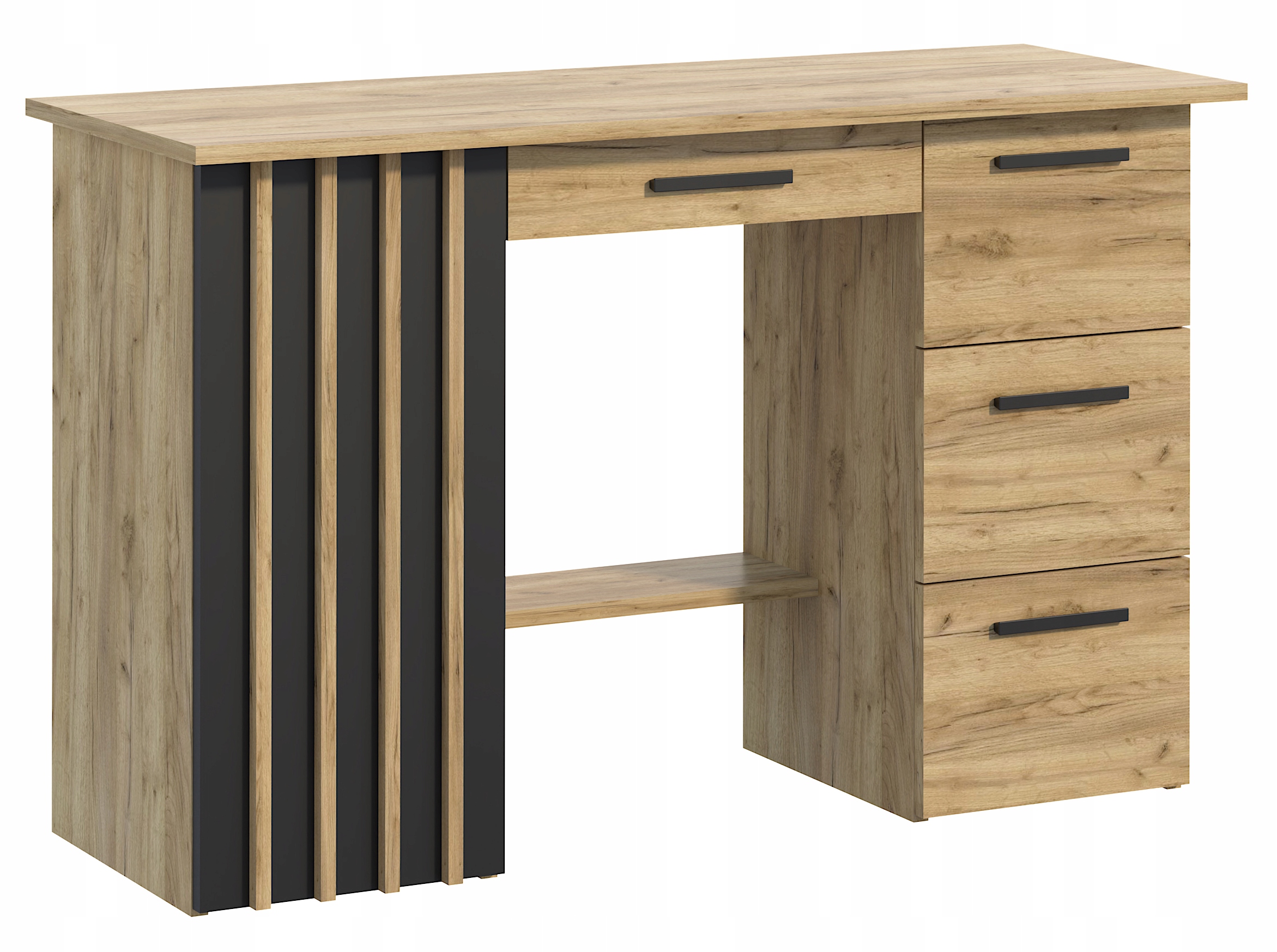 Zestaw mebli młodzieżowych z lamelami MONTANA biurko komoda regały szafa Marka Meblowa1