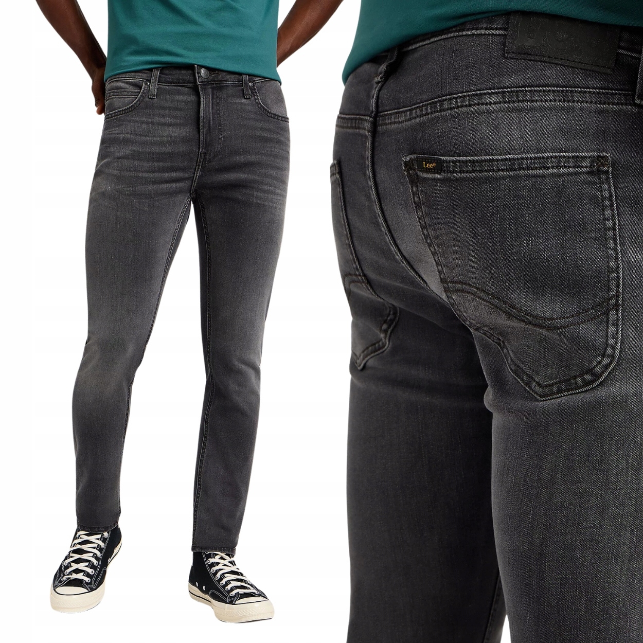 Lee Malone skinny Washed Black Džíny šedé džínové kalhoty s trubičkami W28 L32