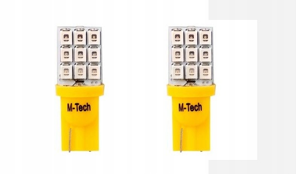 Żarówki ledowe dioda retrofity M-Tech W5W 12V T10 boczne 2szt. LB021Y żółte