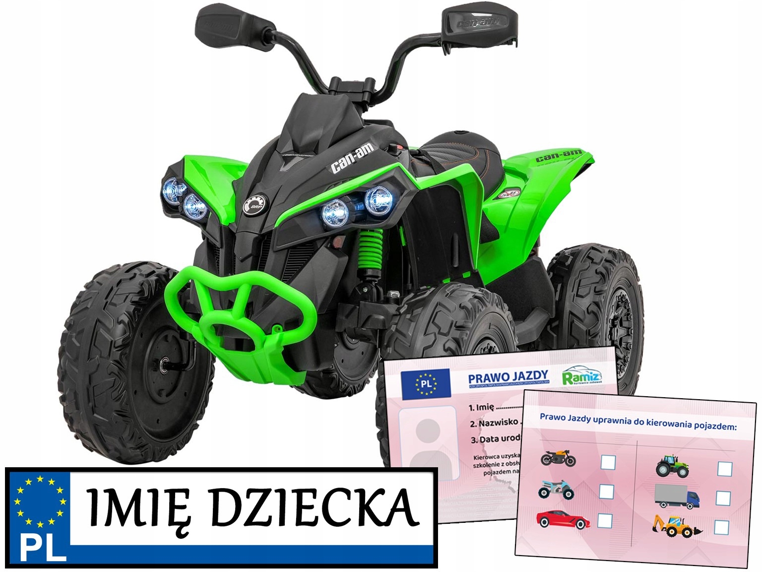 quad na akumulator Maverick Atv pojazd elektryczny piankowe koła Audio